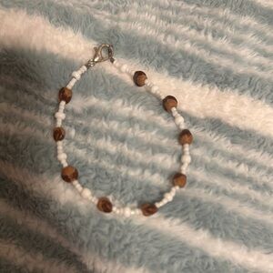 Elegant White and Brown Beaded Bracelet